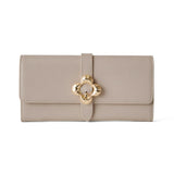 《予約商品》HASHIBAMI【Ha-2509-605 フラワーバックル ロングウォレット】グレーベージュ