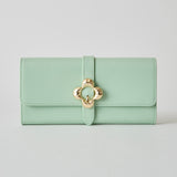 《予約商品》HASHIBAMI【Ha-2509-605 フラワーバックル ロングウォレット】オパールグリーン