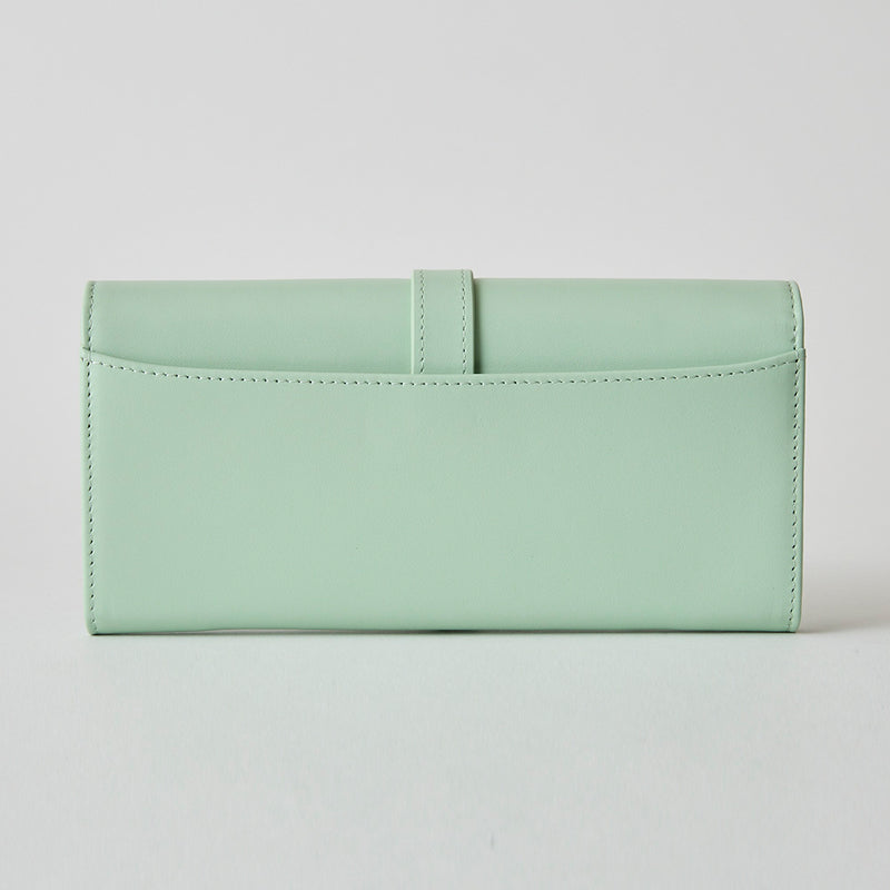 《予約商品》HASHIBAMI【Ha-2509-605 フラワーバックル ロングウォレット】オパールグリーン