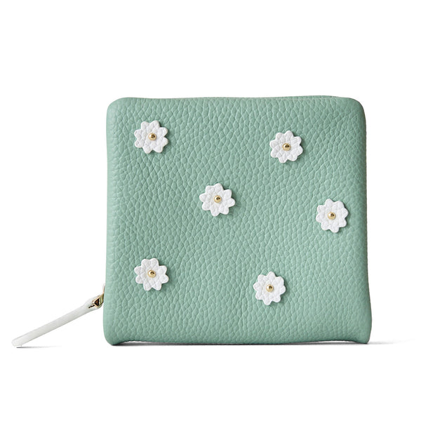 HASHIBAMI【Ha-2407-502 スモールフラワー ハーフウォレット】オパールグリーン