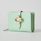 HASHIBAMI【Ha-2407-500 フラワーバックル 二つ折りウォレット】オパールグリーン