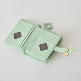 HASHIBAMI【Ha-2407-500 フラワーバックル 二つ折りウォレット】オパールグリーン