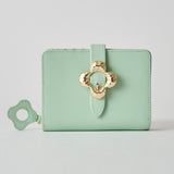 HASHIBAMI【Ha-2407-500 フラワーバックル 二つ折りウォレット】オパールグリーン