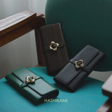 《予約商品》HASHIBAMI【Ha-2509-605 フラワーバックル ロングウォレット】ボトルグリーン