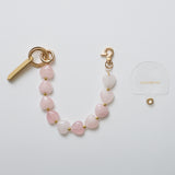 《予約商品》HASHIBAMI【Ha-2602-215 ハート型大天然石 ハンドストラップ】ローズクォーツ