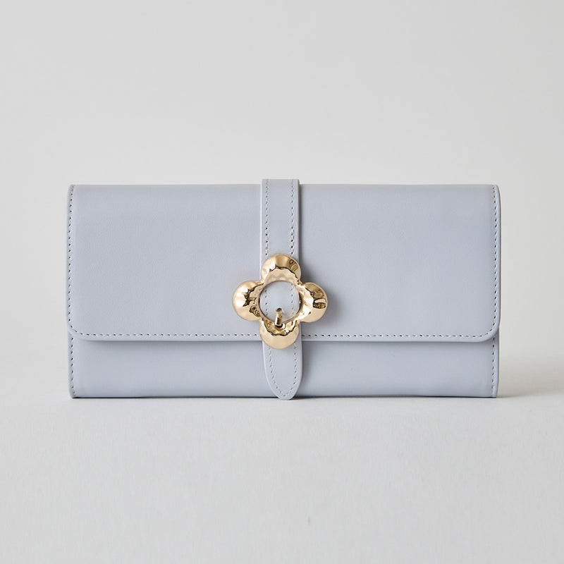 《予約商品》HASHIBAMI【Ha-2509-605 フラワーバックル ロングウォレット】サルビアブルー