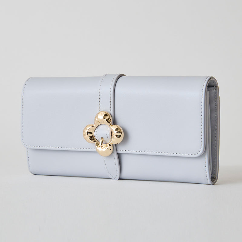 《予約商品》HASHIBAMI【Ha-2509-605 フラワーバックル ロングウォレット】サルビアブルー