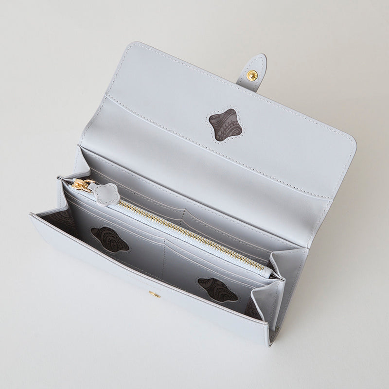 《予約商品》HASHIBAMI【Ha-2509-605 フラワーバックル ロングウォレット】サルビアブルー