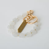 HASHIBAMI【Ha-2511-120 マルチ花型天然石 ハンドストラップ】ホワイト