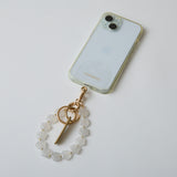 HASHIBAMI【Ha-2511-120 マルチ花型天然石 ハンドストラップ】ホワイト