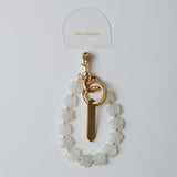 HASHIBAMI【Ha-2511-120 マルチ花型天然石 ハンドストラップ】ホワイト