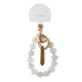 HASHIBAMI【Ha-2511-120 マルチ花型天然石 ハンドストラップ】ホワイト