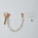 HASHIBAMI【Ha-2511-120 マルチ花型天然石 ハンドストラップ】ホワイト