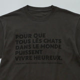 N+Ecology 【NE-0022011 メッセージ 猫Ｔシャツ】スミクロ_L
