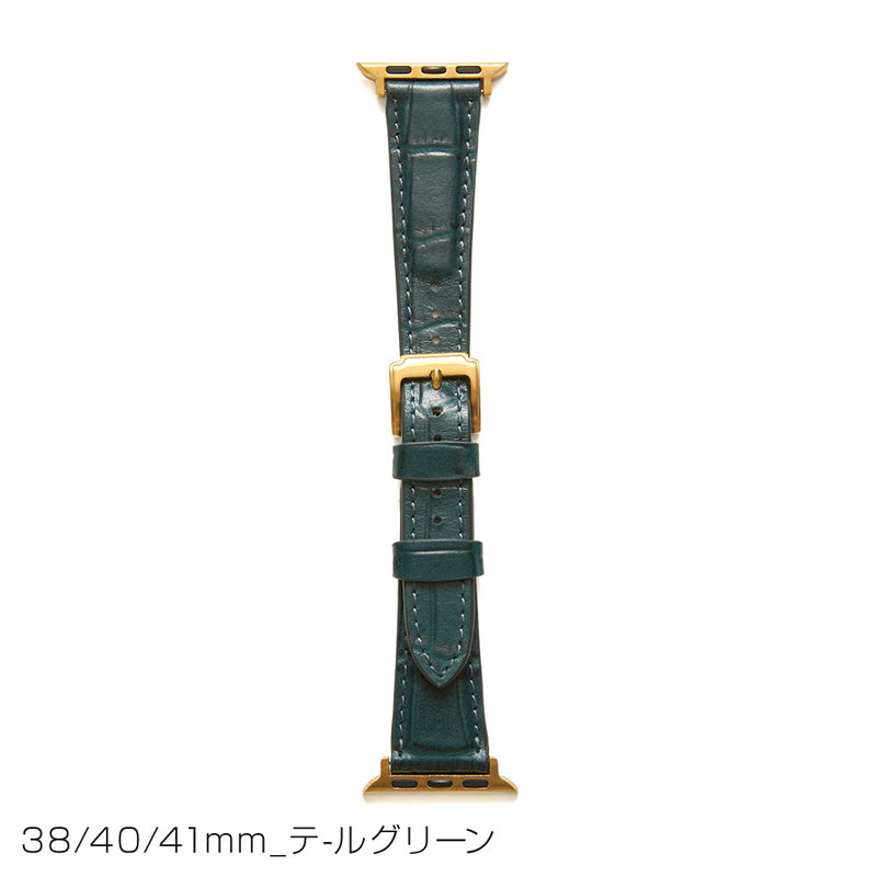 HASHIBAMI 【Ha-2204-813 エイチビー クロコ型押し アップルウォッチバンド (38/40/41mm)】ティールグリーン